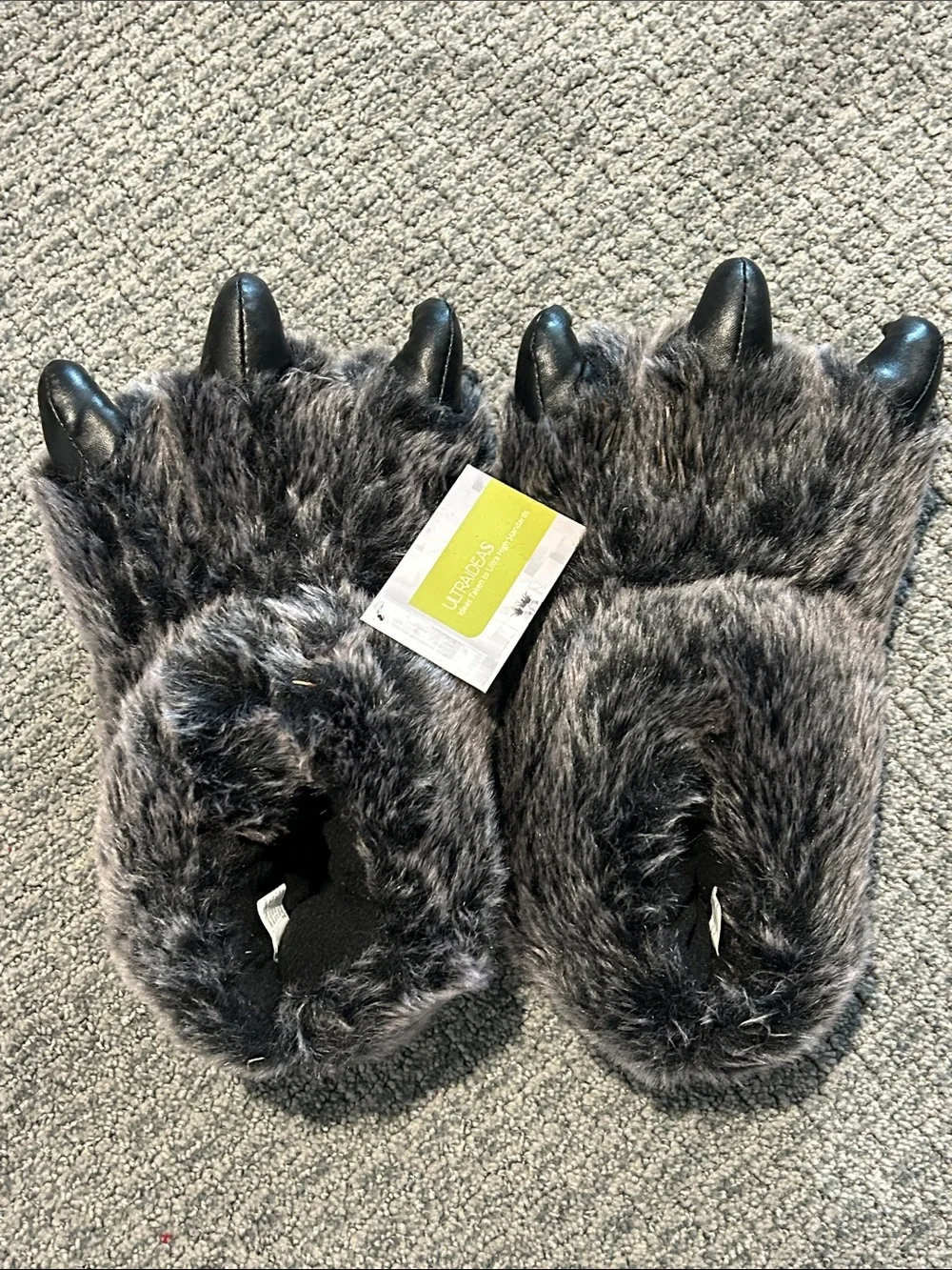 Monster paw slippers for Adult/Teen/ Kids Gray Faux Fur